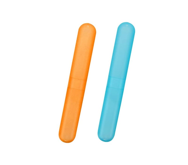 Meswarn Toothbrush Container Cap Caps Cover Covers Case Holder Cases for Travel Hiking Home use Pack of 2 Multicolor - Image 1