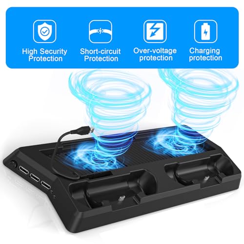 KEKUCULL Controller Charger Station for PlayStation4/PS4Slim,Vertical Stand with Dual Controller Charging Dock Station,Dual Cooling Fan and 3 USB Ports(Only for PlayStation4+PS4Slim) - Image 2