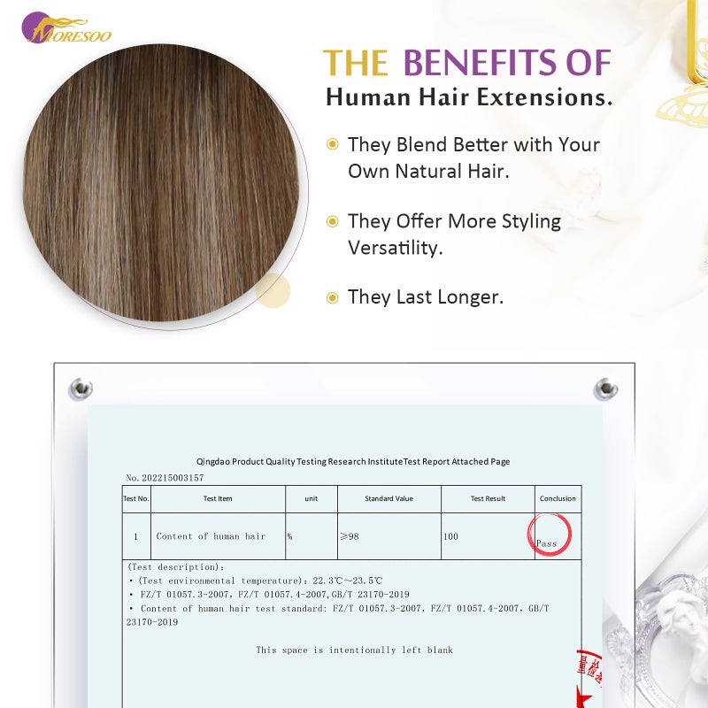 Moresoo Tape in Hair Extensions Human Hair 20 Inch 10 Pcs 25 Gram #4/10/16 Brown to Gold Brown with Golden Blonde Seamless Hair Extensions Fashion - Image 4