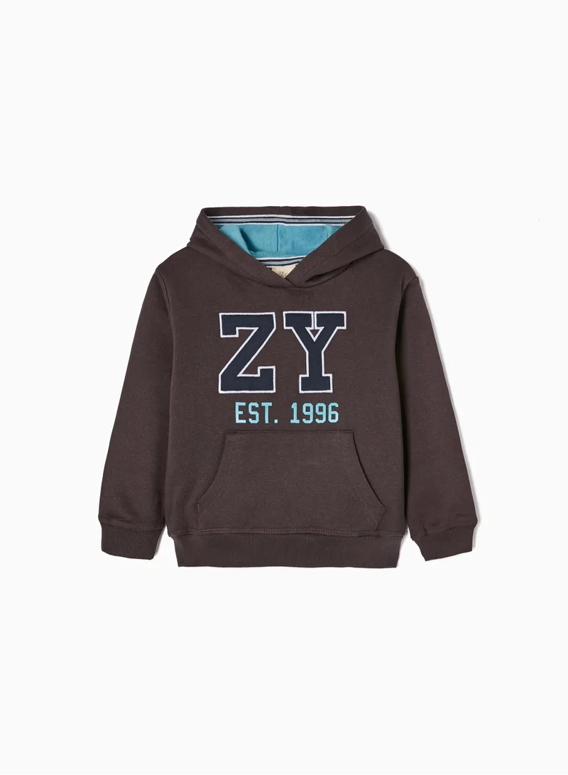 زيبي Zippy Cotton Hooded Sweatshirt For Boys - Dark Grey