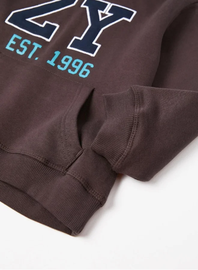 زيبي Zippy Cotton Hooded Sweatshirt For Boys - Dark Grey