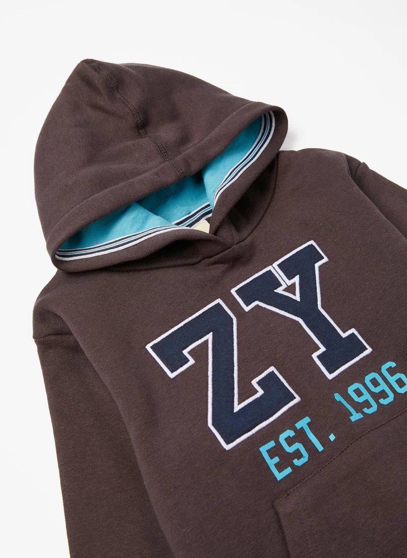 زيبي Zippy Cotton Hooded Sweatshirt For Boys - Dark Grey