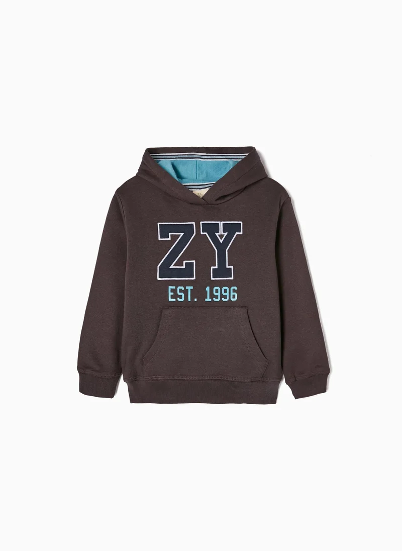 زيبي Zippy Cotton Hooded Sweatshirt For Boys - Dark Grey