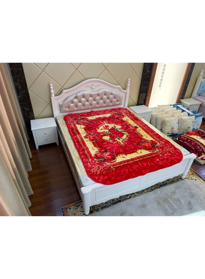 STARGOLD 160x220cm Weighted Comfort Blanket Heavy 1 Ply Winter Throw Blanket for Single Bed, Embossed Wool Feel Bedding, SG-BL904