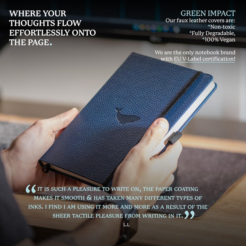 Dingbats* Notebooks Dingbats A5 Wildlife Notebook Journal Hardcover, Cream 100gsm Ink-Proof Paper, 6.1 x 8.5 inches, 192 pages (Blue Whale, Lined) - Image 4