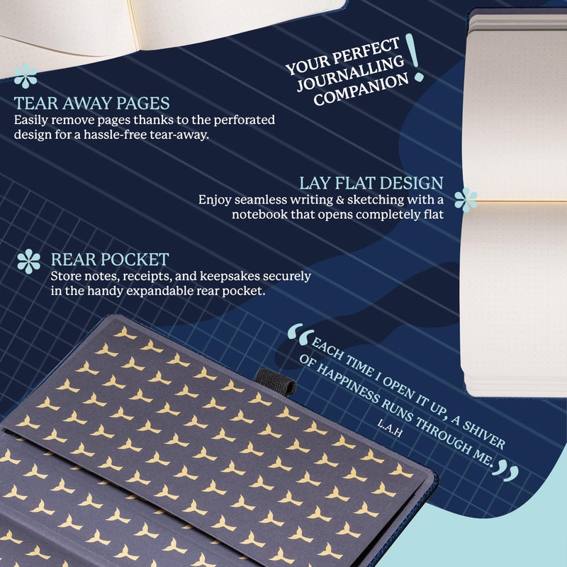 Dingbats* Notebooks Dingbats A5 Wildlife Notebook Journal Hardcover, Cream 100gsm Ink-Proof Paper, 6.1 x 8.5 inches, 192 pages (Blue Whale, Lined) - Image 5