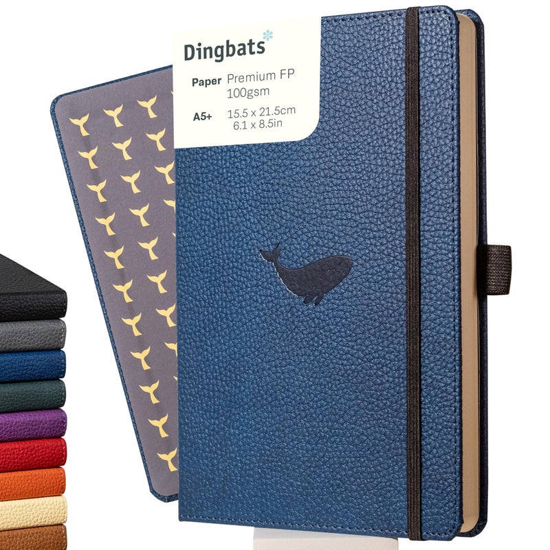Dingbats* Notebooks Dingbats A5 Wildlife Notebook Journal Hardcover, Cream 100gsm Ink-Proof Paper, 6.1 x 8.5 inches, 192 pages (Blue Whale, Lined) - Image 1