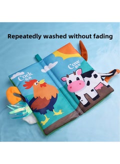 Generic Baby Animal Tail Cloth Book Science And Education Toy Early Education Educational Tear Not To Rip Baby Ring Paper Children's Picture Book Enlightenment Book-Color:Farm Animals (4 Pages, 8 Sides) With Gum  - Image 2