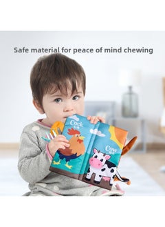 Generic Baby Animal Tail Cloth Book Science And Education Toy Early Education Educational Tear Not To Rip Baby Ring Paper Children's Picture Book Enlightenment Book-Color:Farm Animals (4 Pages, 8 Sides) With Gum  - Image 3