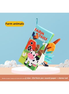 Generic Baby Animal Tail Cloth Book Science And Education Toy Early Education Educational Tear Not To Rip Baby Ring Paper Children's Picture Book Enlightenment Book-Color:Farm Animals (4 Pages, 8 Sides) With Gum  - Image 1