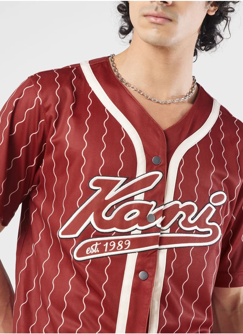 Karl Kani Varsity Ziczac Pinstripe Baseball Shirt