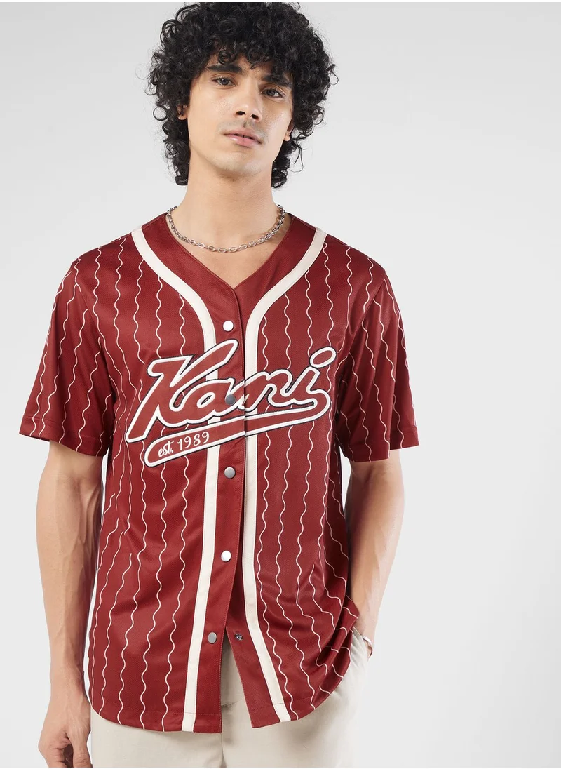 Karl Kani Varsity Ziczac Pinstripe Baseball Shirt