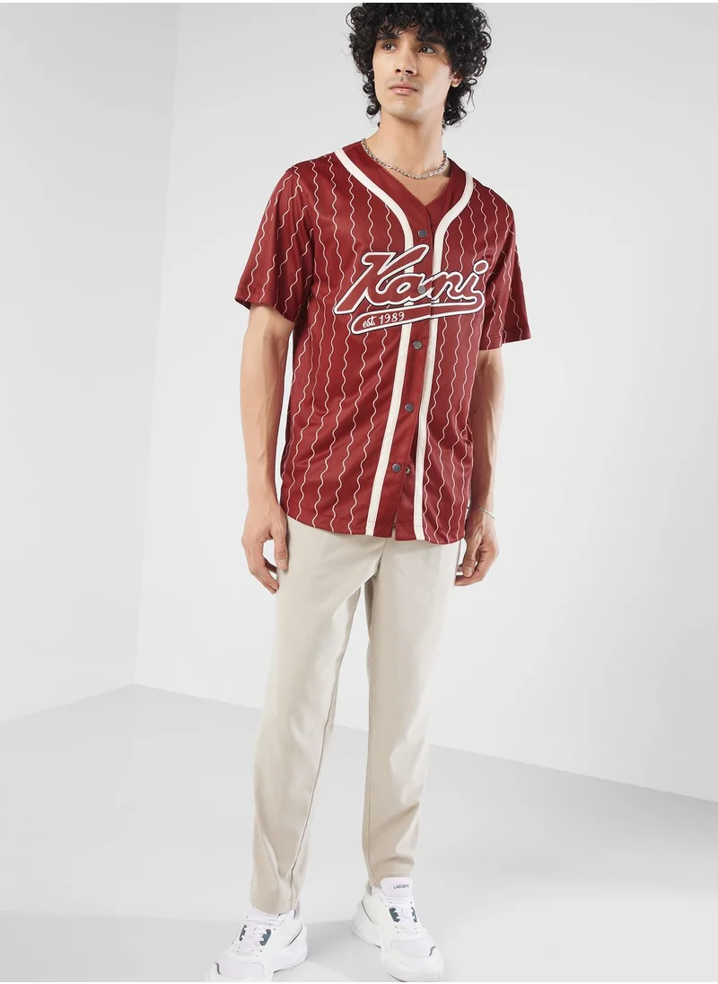 Karl Kani Varsity Ziczac Pinstripe Baseball Shirt
