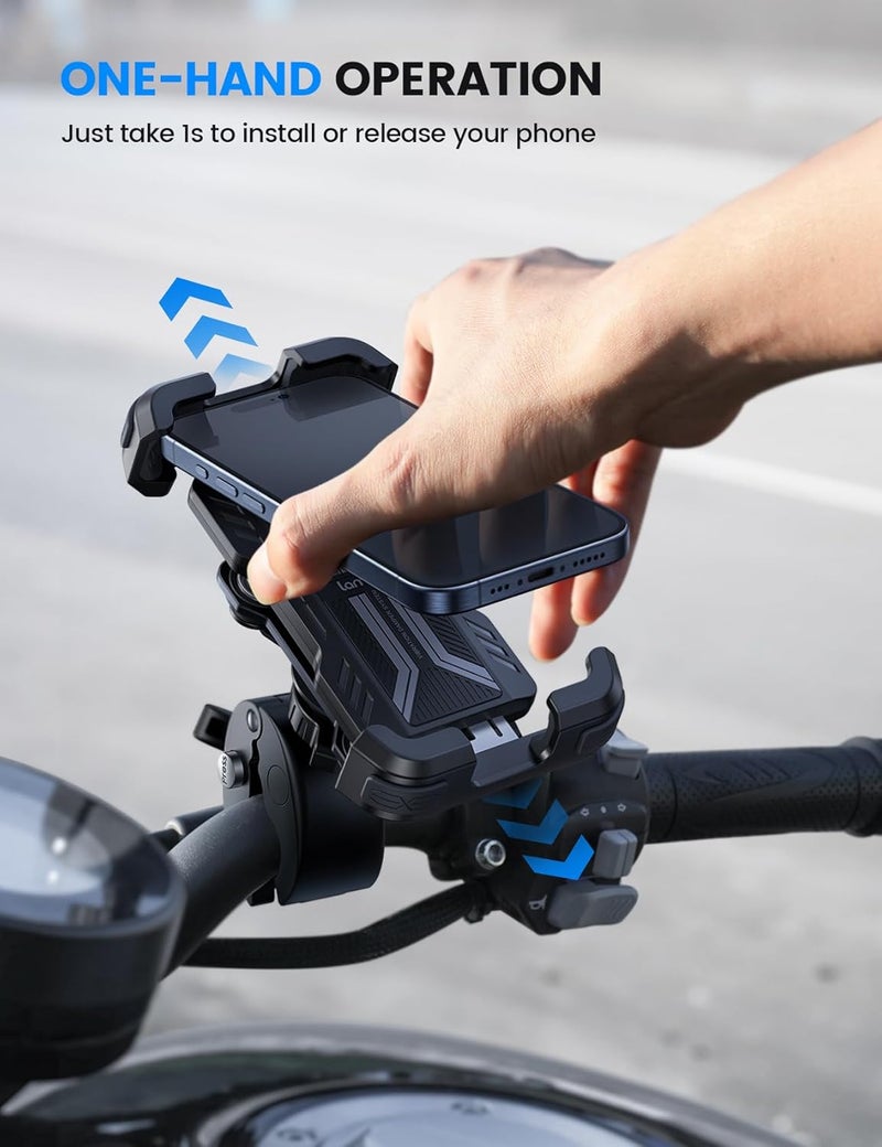 Lamicall Motorcycle Phone Mount Holder - [Dual Vibration Dampener] [Anti Shake] Motorcycle Cell Phone Mount with Upgraded Handlebar Clamp, Fit iPhone 14 15 Pro Max 16 17 Pro, More 4.7-6.7" Phones - Image 5