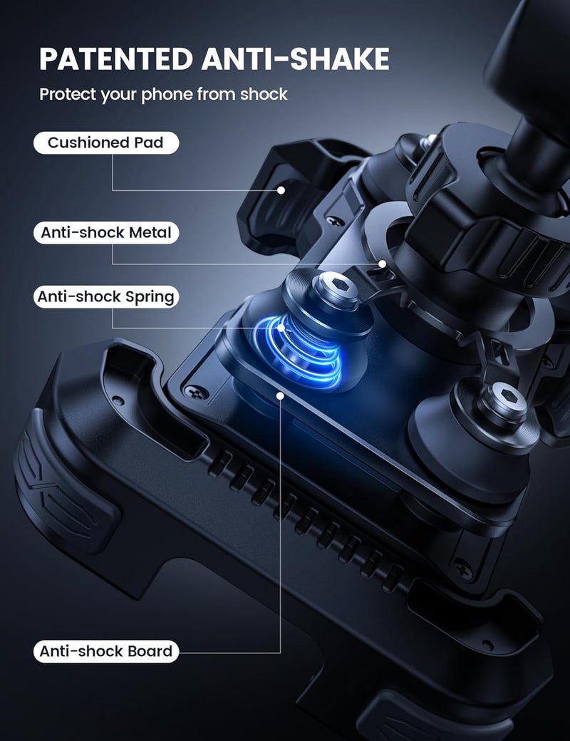 Lamicall Motorcycle Phone Mount Holder - [Dual Vibration Dampener] [Anti Shake] Motorcycle Cell Phone Mount with Upgraded Handlebar Clamp, Fit iPhone 14 15 Pro Max 16 17 Pro, More 4.7-6.7" Phones - Image 3