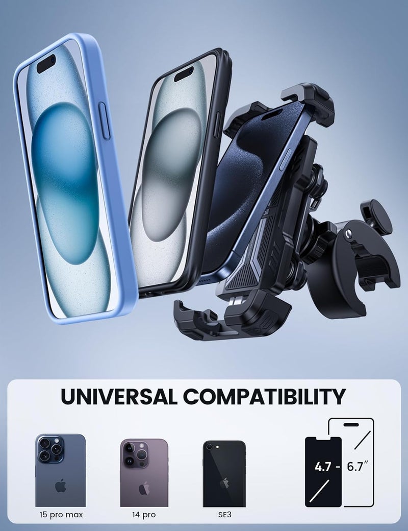 Lamicall Motorcycle Phone Mount Holder - [Dual Vibration Dampener] [Anti Shake] Motorcycle Cell Phone Mount with Upgraded Handlebar Clamp, Fit iPhone 14 15 Pro Max 16 17 Pro, More 4.7-6.7" Phones - Image 4