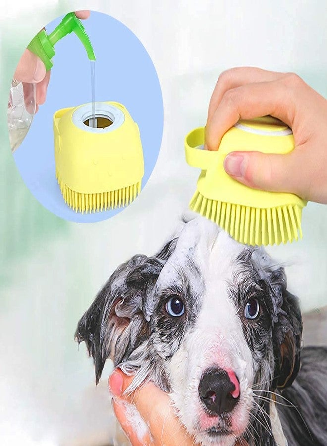 Hachiko Dog Grooming Brush, Pet Shampoo Bath Brush Soothing Massage Rubber Dog Bath Brush, Pet Massage Brush Shampoo Dispenser, Soft Silicone Brush Rubber Bristle for Rabbit, Dog & Cat Shower Grooming - Image 1