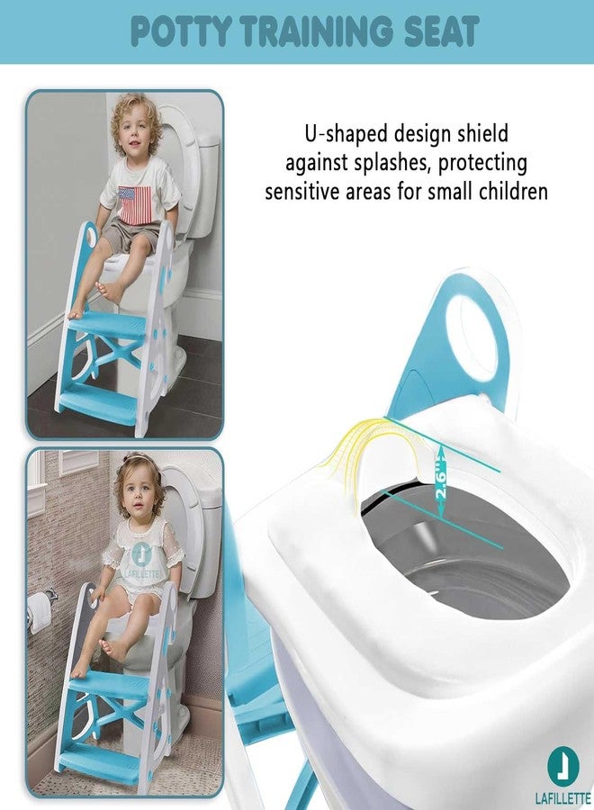 LAFILLETTE Adjustable Step & Seat Height Potty Seats for Toddlers Boys Girls (SKY BLUE) - Image 5