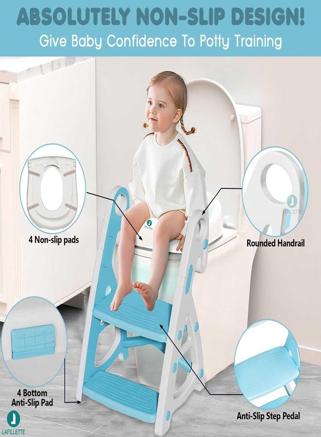 LAFILLETTE Adjustable Step & Seat Height Potty Seats for Toddlers Boys Girls (SKY BLUE) - Image 4