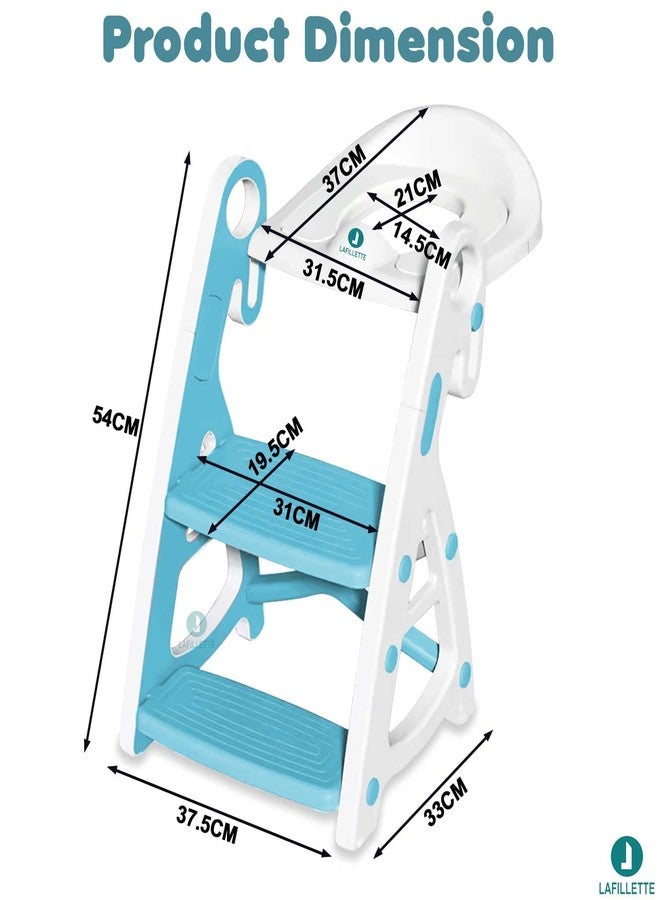 LAFILLETTE Adjustable Step & Seat Height Potty Seats for Toddlers Boys Girls (SKY BLUE) - Image 2