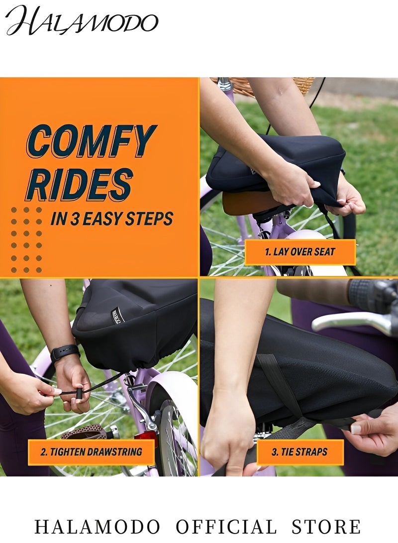 هالامودو مقعد دراجة مقعد دراجة قابل للتنفس ومقاوم للماء مع مقعد دراجة تمرين ذكي بمفهوم المنطقة لدراجات BMX وMTB ووسادة مقعد دراجة الطريق للرجال والنساء - Image 5