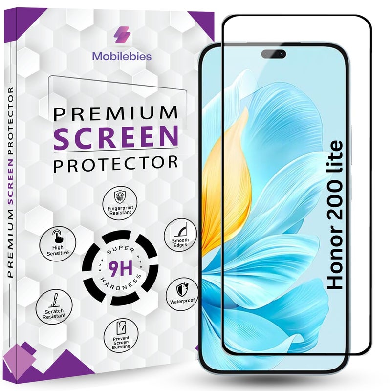 Mobilebies Premium Tempered Glass Screen Protector Guard For Honor 200 lite 5G (6.7 Inch, Pack of 1) | HD Clear Edge to Edge Coverage With Easy to installation kit - Image 1