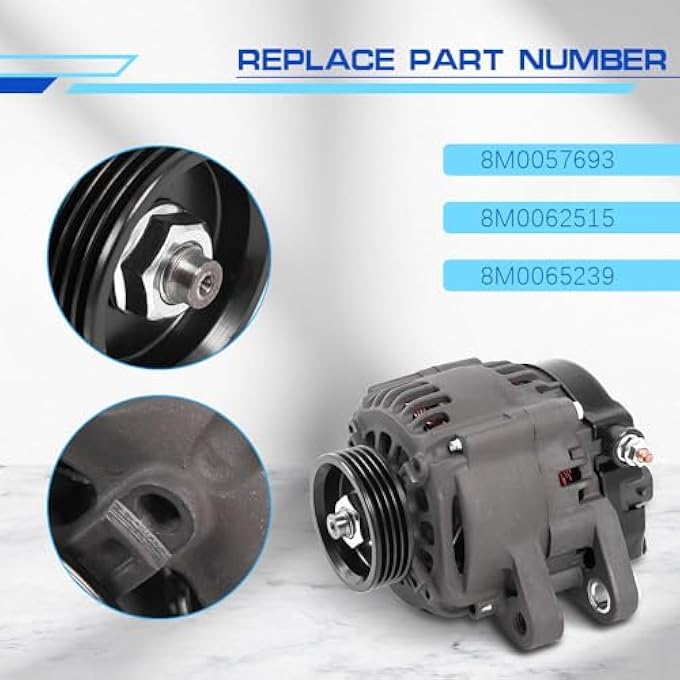 LEAPTREND 8M0057693 Alternator 12V 55A Compatible with Mercury Outboards Marine Engines 135 150 HP SeaPro 2012 & Up 4-Groove Pulley 64mm OD Replace 8M0062515 8M0065239 - Image 3