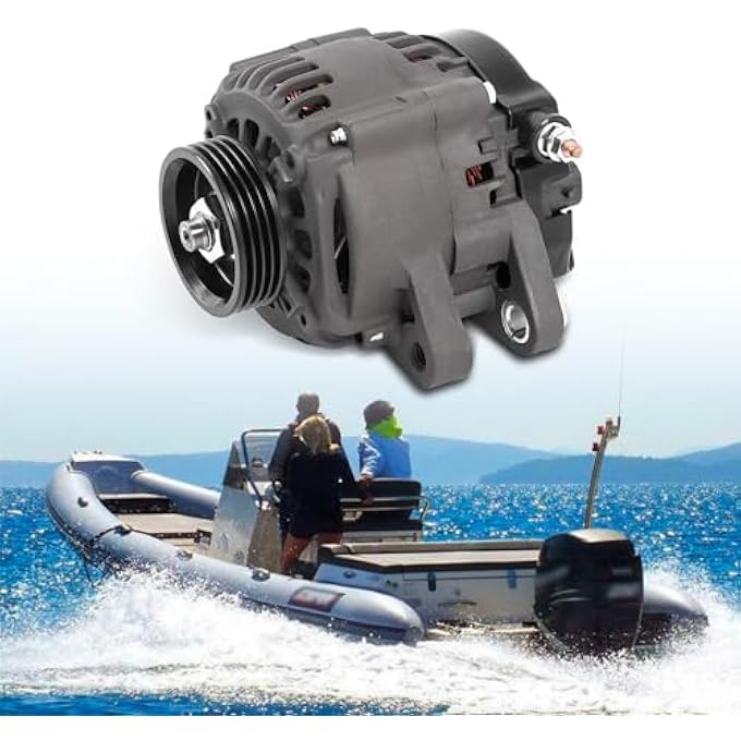 LEAPTREND 8M0057693 Alternator 12V 55A Compatible with Mercury Outboards Marine Engines 135 150 HP SeaPro 2012 & Up 4-Groove Pulley 64mm OD Replace 8M0062515 8M0065239 - Image 1