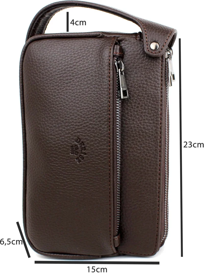ديرسي كلوب Men's Brown Luxury Travel Daily Multi-Compartment Portfolio Bag Clutch Bag