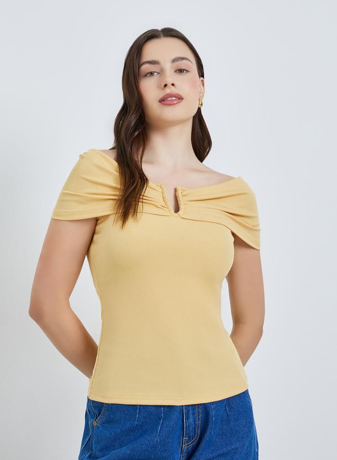 ستايلي بلوزة ضيق مضلع بأكتاف مكشوفة - Image 1