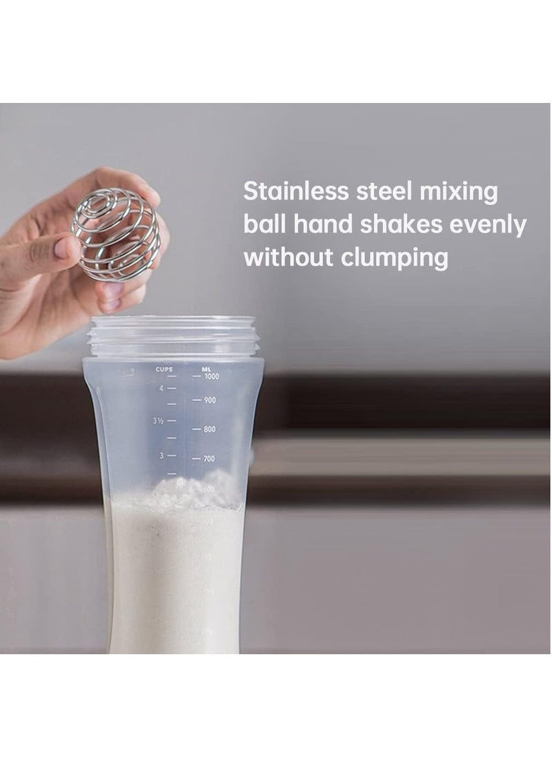 MARKQ - Hand Pancake Batter Dispenser with Wire Whisk 1000 ml Batter Mixer Squeeze Bottle Shaker for Cupcake Pancake Crepe Batter Muffins - Image 1