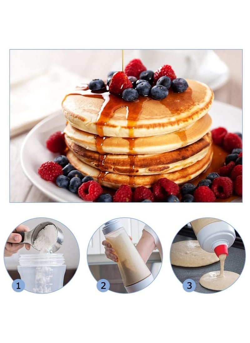 MARKQ - Hand Pancake Batter Dispenser with Wire Whisk 1000 ml Batter Mixer Squeeze Bottle Shaker for Cupcake Pancake Crepe Batter Muffins - Image 1