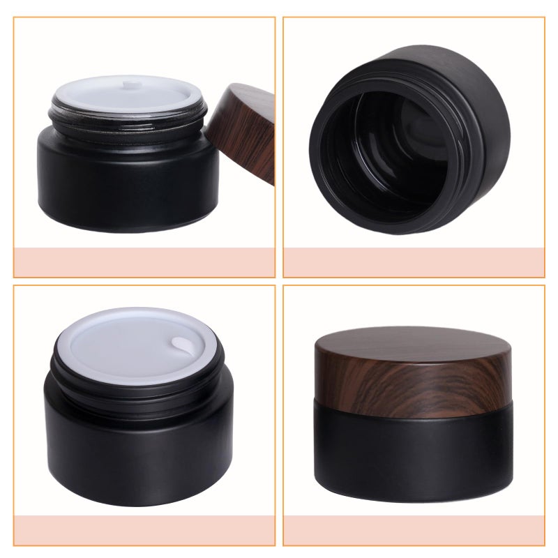 Miayon 6Pcs 0.18 oz Small Travel Lotion Containers with lids Glass Sample Empty Round Cosmetic Jar Bottles for Creams Makeup Lotion Toiletries Storage (Black, 5 gram) - Image 5