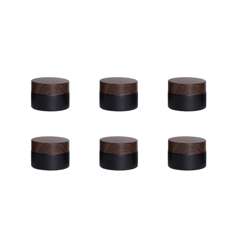 Miayon 6Pcs 0.18 oz Small Travel Lotion Containers with lids Glass Sample Empty Round Cosmetic Jar Bottles for Creams Makeup Lotion Toiletries Storage (Black, 5 gram) - Image 1