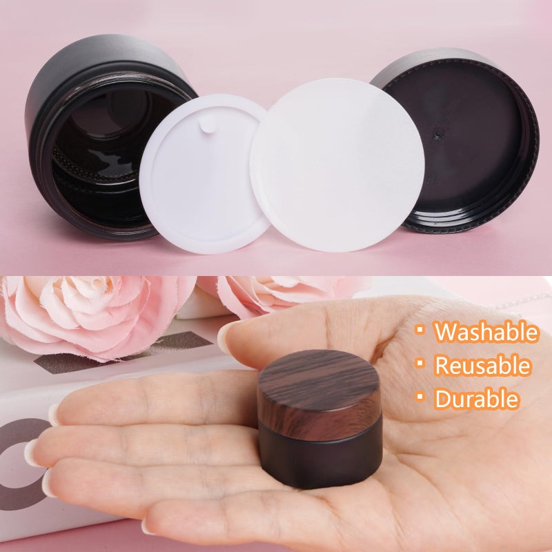 Miayon 6Pcs 0.18 oz Small Travel Lotion Containers with lids Glass Sample Empty Round Cosmetic Jar Bottles for Creams Makeup Lotion Toiletries Storage (Black, 5 gram) - Image 3