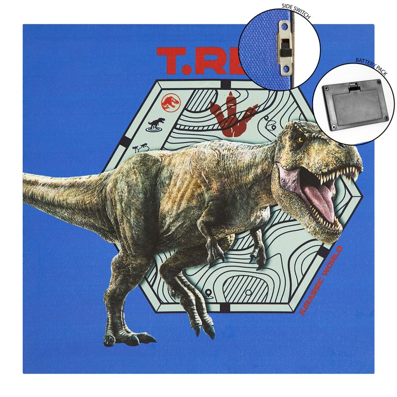 Idea Nuova Universal Jurassic World Canvas 4 Pack LED Wall Art Set Childrens Wall Hanging D?cor Each Piece 11""x11"" - Image 3