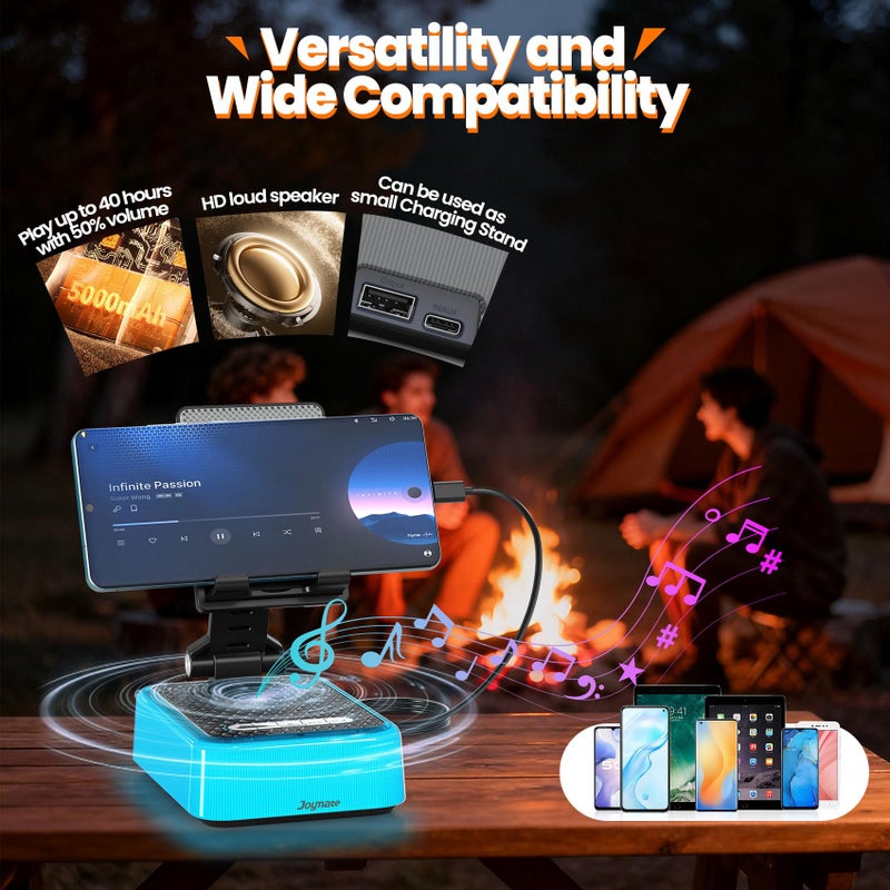 JOYMATE Gifts for Men and Women, Charger Phone Stand with RGB Lights and Bluetooth Speaker Valentines Day Gifts for Him/Her Adjustable Angle Cell Phone Holder for Phones,Tablet (Black) - Image 3