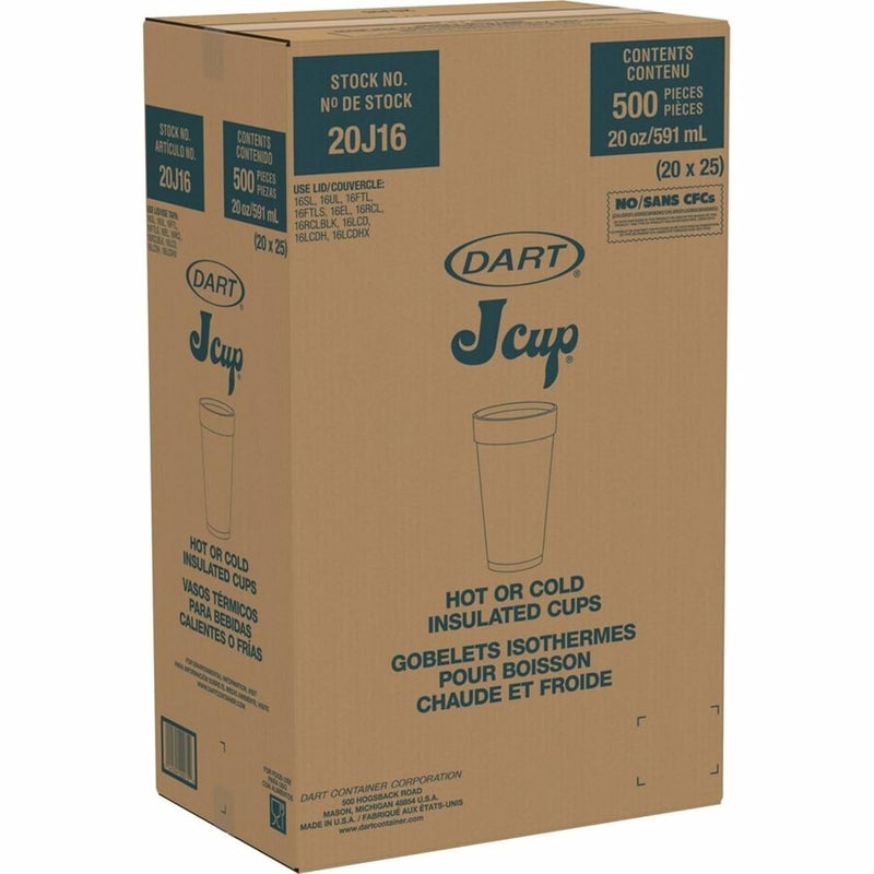 DART 20J16 3.7" Top and 2.4" Bottom Diameter, 6.1" Height, 20 Oz Big Drink Foam Cup (Case of 500), White - Image 5