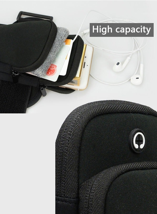 GROIC Phone Armband Holder Wrist Bag Multi-Colors Durable Waterproof For Running, Exercise, Biking, Hiking, Fishing, Camping for Women Men-Black - Image 2