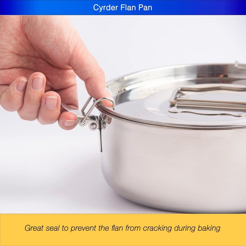 Cyrder Stainless Steel Flan Pan, 80 oz Flanera Mold Cooker for Baking, Compatible with Instant Pot 6 8 10qt, Custard Pan, Flan dish with lid, Tart pan, Round fluted dish, oven safe … - Image 5
