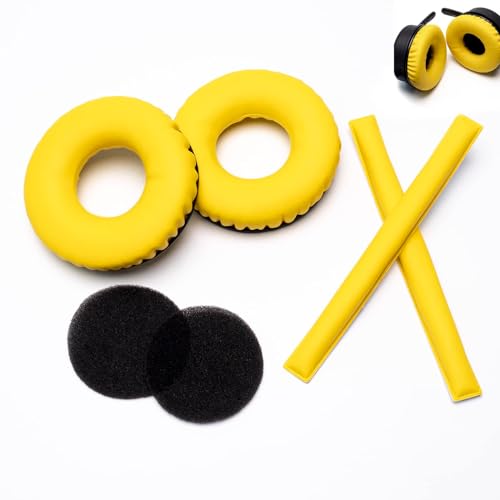 Voarmaks Rainbow Color Ear Pads Headband Cushion Kits Compatible with Sennheiser HD25 HD250BT HD25ll HD25S Il HMD25 Headphone Foam Covers Yellow Sets - Image 1
