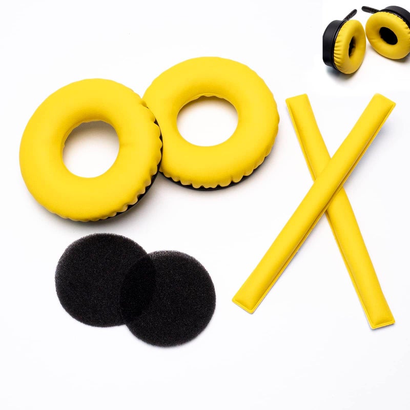 Voarmaks Rainbow Color Ear Pads Headband Cushion Kits Compatible with Sennheiser HD25 HD250BT HD25ll HD25S Il HMD25 Headphone Foam Covers Yellow Sets - Image 2