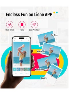 Liene Liene 2x3” Photo Printer, Mini Instant Portable Color Mono Photo Printer Bundle 50 Zink Adhesive Paper, Bluetooth 5.0, Compatible w/iOS & Android, Small Picture Printer for iPhone, Smartphone, White  - Image 4