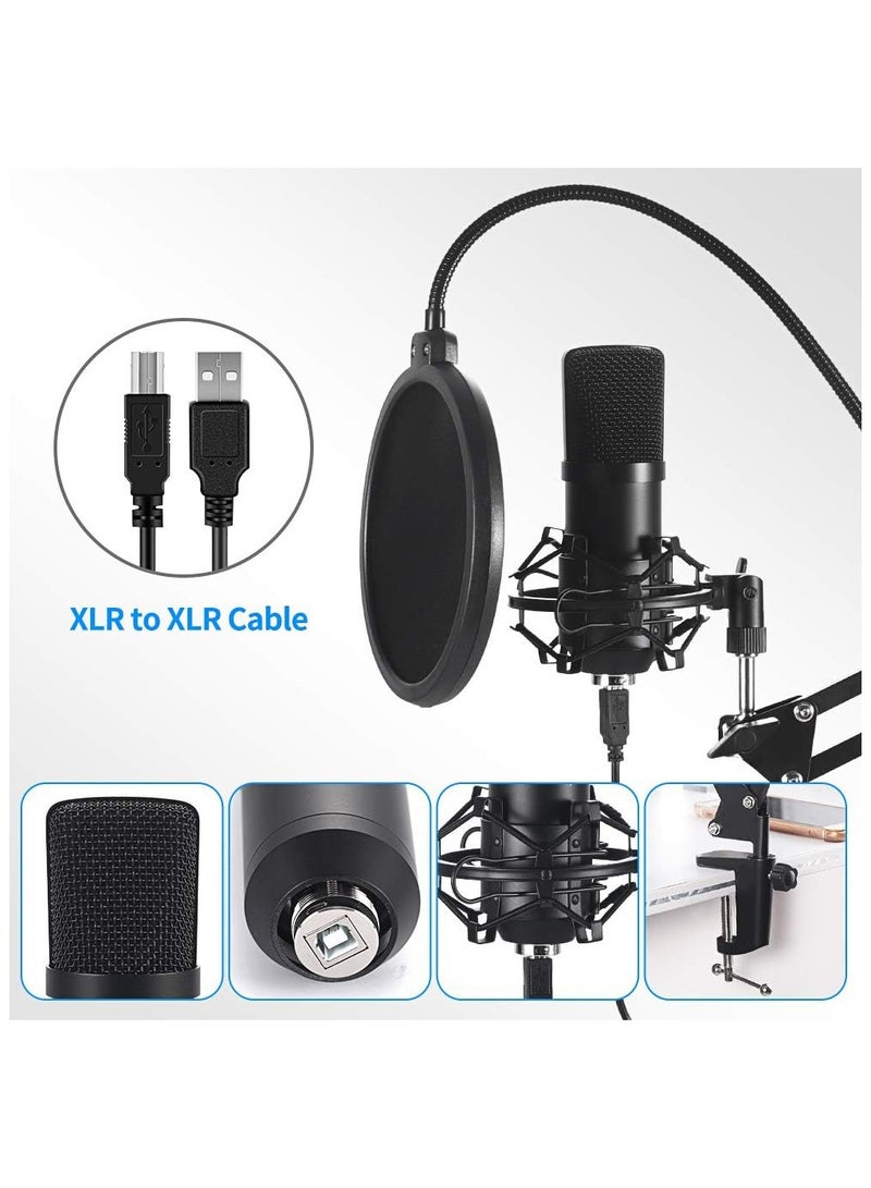 Arabest USB Condenser Microphone Kit, 192kHz/24bit Cardioid, Plug & Play USB 2.0, Adjustable Arm Stand with Shock Mount & Pop Filter, Low Noise, Streaming Podcast Gaming, Windows Mac, Black - Image 4