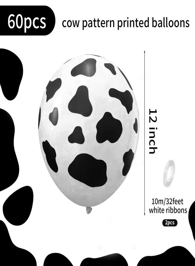 Biapian Baipian Cow Balloons, 60 Pcs Cow Print Balloons, 12 Inch Funny Farm Animal Balloons Latex Balloons Helium for Yard Farmhouse Farm Birthday Party Baby Shower Cowboy Cowgirl Party Decorations - Image 2