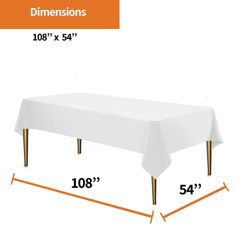 Party Dimensions White Disposable Plastic Tablecloth for Rectangle Tables (12 Pack) Table Cloths for Parties  Events & Weddings  Indoors Outdoors  54 x 108 inches  Plastic Table Cover - Image 2