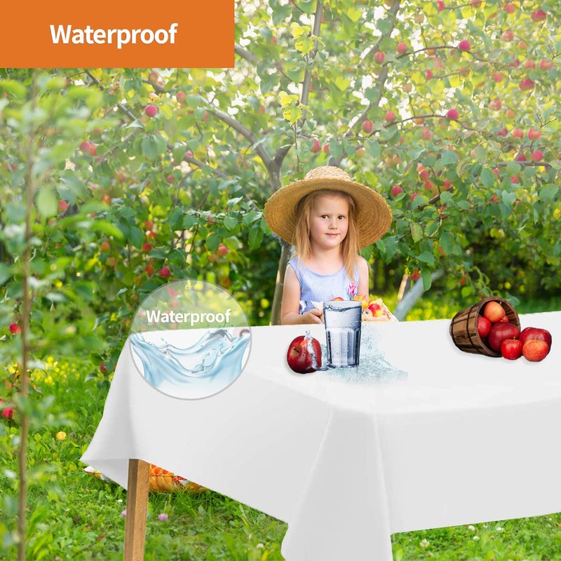 Party Dimensions White Disposable Plastic Tablecloth for Rectangle Tables (12 Pack) Table Cloths for Parties  Events & Weddings  Indoors Outdoors  54 x 108 inches  Plastic Table Cover - Image 4