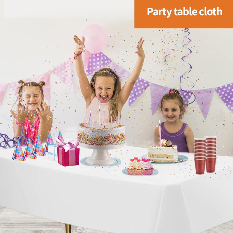 Party Dimensions White Disposable Plastic Tablecloth for Rectangle Tables (12 Pack) Table Cloths for Parties  Events & Weddings  Indoors Outdoors  54 x 108 inches  Plastic Table Cover - Image 5