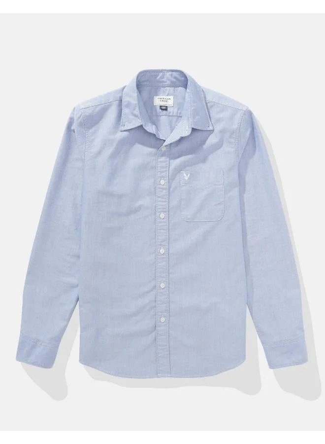 American Eagle BLUE AE Slim Fit Everyday Oxford Button-Up Shirt for Men | Best Price UAE