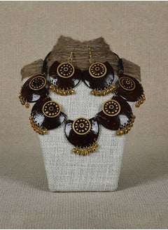 Women's Coconut Shell 5 Jhumka Necklace with Earrings Set